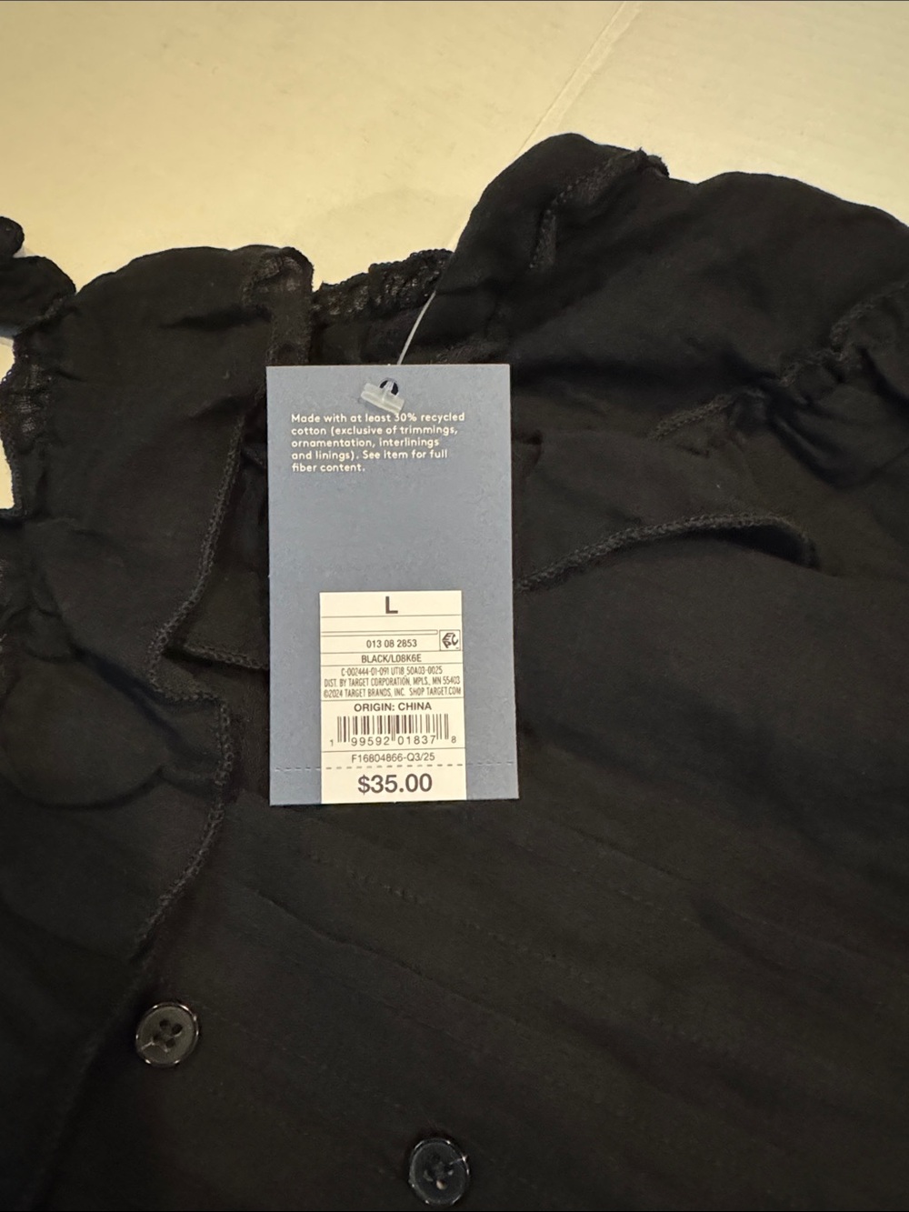 Universal Thread Black Ruffled Button-Front Tank Top - Picture 2 of 3